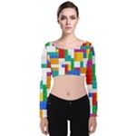 Colorful Bricks, Bricks, Colorful, Colors, Games, Lego, Rainbow Velvet Long Sleeve Crop Top