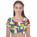 Colorful Bricks, Bricks, Colorful, Colors, Games, Lego, Rainbow Velvet Short Sleeve Crop Top 