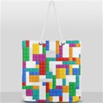 Colorful Bricks, Bricks, Colorful, Colors, Games, Lego, Rainbow Full Print Rope Handle Tote (Large)