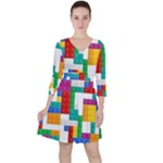 Colorful Bricks, Bricks, Colorful, Colors, Games, Lego, Rainbow Quarter Sleeve Ruffle Waist Dress