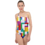 Colorful Bricks, Bricks, Colorful, Colors, Games, Lego, Rainbow Classic One Shoulder Swimsuit