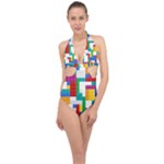 Colorful Bricks, Bricks, Colorful, Colors, Games, Lego, Rainbow Halter Front Plunge Swimsuit