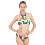 Colorful Bricks, Bricks, Colorful, Colors, Games, Lego, Rainbow High Neck Bikini Set