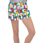 Colorful Bricks, Bricks, Colorful, Colors, Games, Lego, Rainbow Women s Velour Lounge Shorts