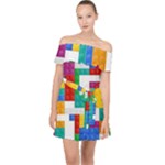 Colorful Bricks, Bricks, Colorful, Colors, Games, Lego, Rainbow Off Shoulder Chiffon Dress