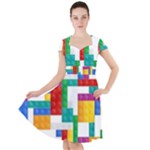 Colorful Bricks, Bricks, Colorful, Colors, Games, Lego, Rainbow Cap Sleeve Midi Dress