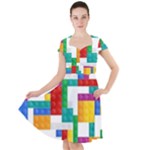 Colorful Bricks, Bricks, Colorful, Colors, Games, Lego, Rainbow Cap Sleeve Midi Dress With Pockets