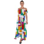 Colorful Bricks, Bricks, Colorful, Colors, Games, Lego, Rainbow Off Shoulder Open Front Chiffon Dress