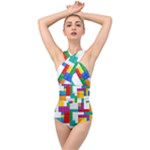 Colorful Bricks, Bricks, Colorful, Colors, Games, Lego, Rainbow Cross Front Low Back Swimsuit