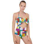 Colorful Bricks, Bricks, Colorful, Colors, Games, Lego, Rainbow Scallop Top Cut Out Swimsuit