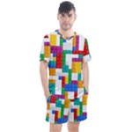 Colorful Bricks, Bricks, Colorful, Colors, Games, Lego, Rainbow Men s Mesh T-Shirt and Shorts Set