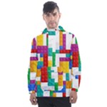 Colorful Bricks, Bricks, Colorful, Colors, Games, Lego, Rainbow Men s Front Pocket Pullover Windbreaker