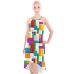 Colorful Bricks, Bricks, Colorful, Colors, Games, Lego, Rainbow High-Low Halter Chiffon Dress 