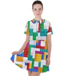 Colorful Bricks, Bricks, Colorful, Colors, Games, Lego, Rainbow Short Sleeve Shoulder Cut Out Dress 