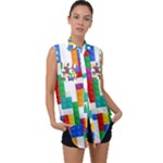 Colorful Bricks, Bricks, Colorful, Colors, Games, Lego, Rainbow Sleeveless Chiffon Button Shirt