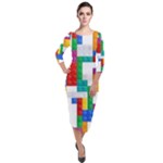 Colorful Bricks, Bricks, Colorful, Colors, Games, Lego, Rainbow Quarter Sleeve Midi Velour Bodycon Dress