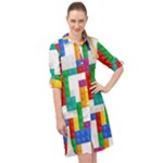 Colorful Bricks, Bricks, Colorful, Colors, Games, Lego, Rainbow Long Sleeve Mini Shirt Dress