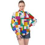 Colorful Bricks, Bricks, Colorful, Colors, Games, Lego, Rainbow High Neck Long Sleeve Chiffon Top