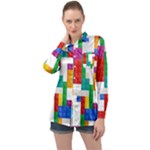 Colorful Bricks, Bricks, Colorful, Colors, Games, Lego, Rainbow Long Sleeve Satin Shirt