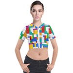 Colorful Bricks, Bricks, Colorful, Colors, Games, Lego, Rainbow Short Sleeve Cropped Jacket