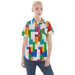 Colorful Bricks, Bricks, Colorful, Colors, Games, Lego, Rainbow Women s Short Sleeve Pocket Shirt