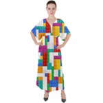 Colorful Bricks, Bricks, Colorful, Colors, Games, Lego, Rainbow V-Neck Boho Style Maxi Dress