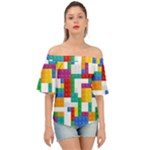 Colorful Bricks, Bricks, Colorful, Colors, Games, Lego, Rainbow Off Shoulder Short Sleeve Top