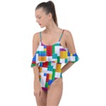 Colorful Bricks, Bricks, Colorful, Colors, Games, Lego, Rainbow Drape Piece Swimsuit