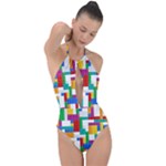 Colorful Bricks, Bricks, Colorful, Colors, Games, Lego, Rainbow Plunge Cut Halter Swimsuit