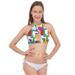 Colorful Bricks, Bricks, Colorful, Colors, Games, Lego, Rainbow Cross Front Halter Bikini Top