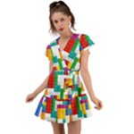 Colorful Bricks, Bricks, Colorful, Colors, Games, Lego, Rainbow Flutter Sleeve Wrap Dress