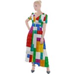 Colorful Bricks, Bricks, Colorful, Colors, Games, Lego, Rainbow Button Up Short Sleeve Maxi Dress