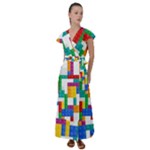 Colorful Bricks, Bricks, Colorful, Colors, Games, Lego, Rainbow Flutter Sleeve Maxi Dress