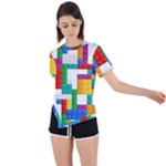 Colorful Bricks, Bricks, Colorful, Colors, Games, Lego, Rainbow Asymmetrical Short Sleeve Sports T-Shirt