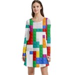 Colorful Bricks, Bricks, Colorful, Colors, Games, Lego, Rainbow Long Sleeve Velour Skater Dress