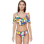 Colorful Bricks, Bricks, Colorful, Colors, Games, Lego, Rainbow Ruffle Edge Tie Up Bikini Set	