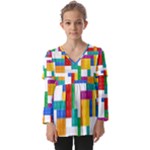 Colorful Bricks, Bricks, Colorful, Colors, Games, Lego, Rainbow Kids  V Neck Casual Top