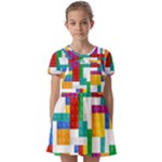 Colorful Bricks, Bricks, Colorful, Colors, Games, Lego, Rainbow Kids  Short Sleeve Pinafore Style Dress