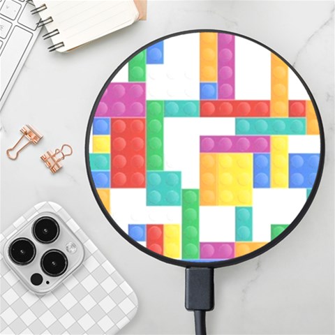 Colorful Bricks, Bricks, Colorful, Colors, Games, Lego, Rainbow Wireless Fast Charger(Black) from ArtsNow.com