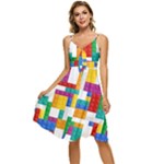 Colorful Bricks, Bricks, Colorful, Colors, Games, Lego, Rainbow Sleeveless Tie Front Chiffon Dress