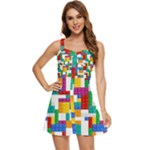 Colorful Bricks, Bricks, Colorful, Colors, Games, Lego, Rainbow Ruffle Edge Bra Cup Chiffon Mini Dress