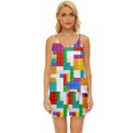 Colorful Bricks, Bricks, Colorful, Colors, Games, Lego, Rainbow V-Neck Satin Pajamas Set