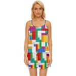 Colorful Bricks, Bricks, Colorful, Colors, Games, Lego, Rainbow Satin Pajama Short Set