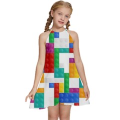 Kids  Halter Collar Waist Tie Chiffon Dress 