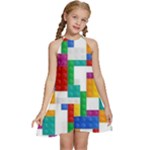 Colorful Bricks, Bricks, Colorful, Colors, Games, Lego, Rainbow Kids  Halter Collar Waist Tie Chiffon Dress