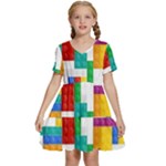 Colorful Bricks, Bricks, Colorful, Colors, Games, Lego, Rainbow Kids  Short Sleeve Tiered Mini Dress