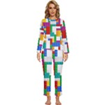 Colorful Bricks, Bricks, Colorful, Colors, Games, Lego, Rainbow Womens  Long Sleeve Lightweight Pajamas Set