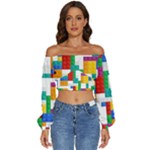 Colorful Bricks, Bricks, Colorful, Colors, Games, Lego, Rainbow Long Sleeve Crinkled Weave Crop Top