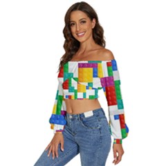 Long Sleeve Crinkled Weave Crop Top 