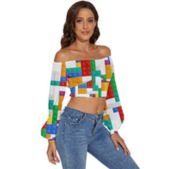 Long Sleeve Crinkled Weave Crop Top 